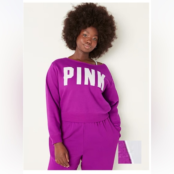 PINK Victoria's Secret Tops - NEW NWT VS‎ PINK Victoria Secret dark pink purple crop crew sweatshirt
